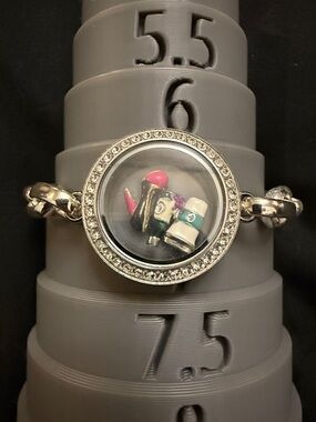 Origami Owl Silver Floating Charm Bracelet with Pink and Teal Accents